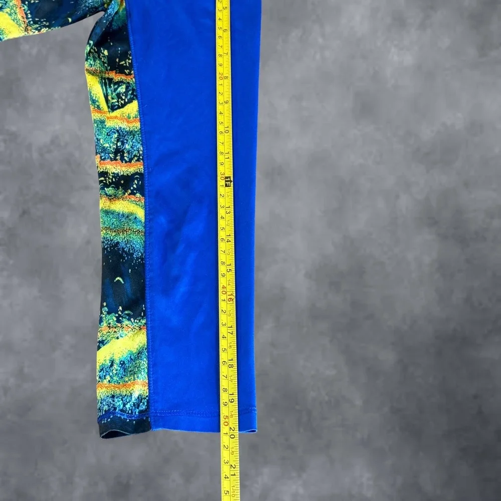 Reel Legends Kids Blue Quarter Zip Fishing Performance Shirt Large Graphic Side